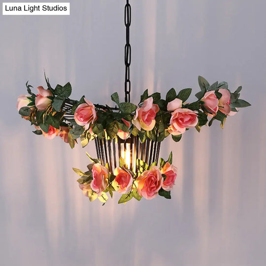 Industrial Pink Metal Pendant Light For Restaurants - 18’/23.5’ Wide 1-Light