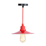 Industrial Red Iron Hanging Lamp Kit - Single Tapered/Cage/Flared Ceiling Pendant Light For Living