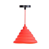 Industrial Red Iron Hanging Lamp Kit - Single Tapered/Cage/Flared Ceiling Pendant Light For Living