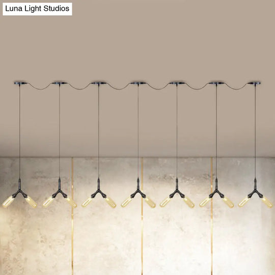 6/10/14 Bulbs Pendant Lamp Industrial Restaurant Ceiling Light With Capsule Colored Glass Shade In