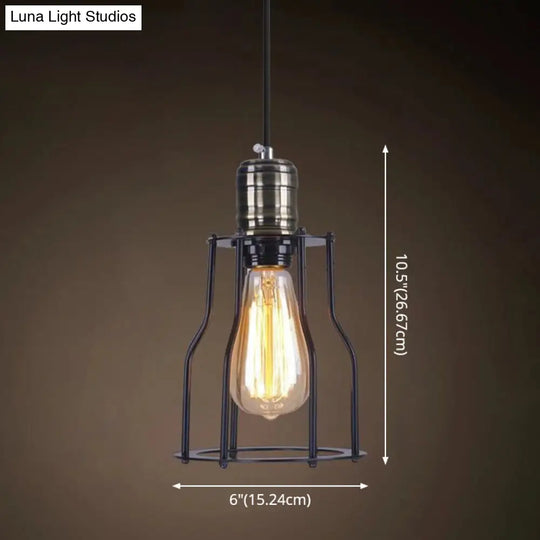 Industrial Retro 1-Light Pendant With Metal Cage For Bar - Hang In Style!
