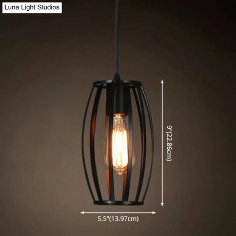 Industrial Retro 1-Light Pendant With Metal Cage For Bar - Hang In Style!