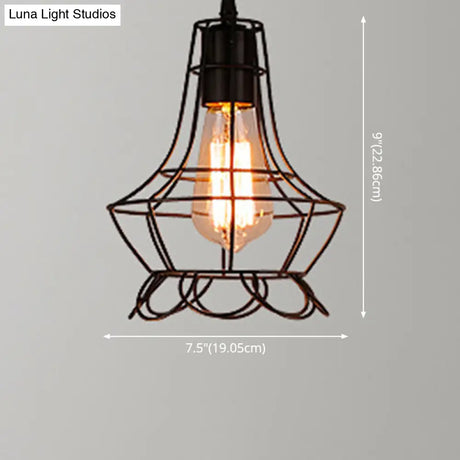 Industrial Retro 1-Light Pendant With Metal Cage For Bar - Hang In Style!