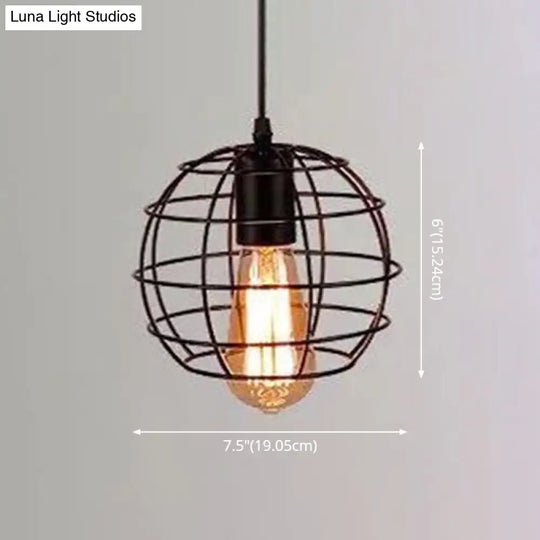 Industrial Retro 1-Light Pendant With Metal Cage For Bar - Hang In Style!