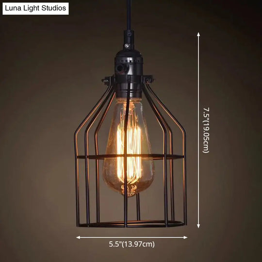 Industrial Retro 1-Light Pendant With Metal Cage For Bar - Hang In Style!