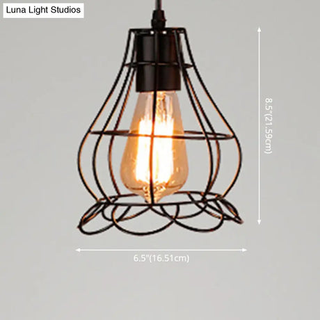 Industrial Retro 1-Light Pendant With Metal Cage For Bar - Hang In Style!