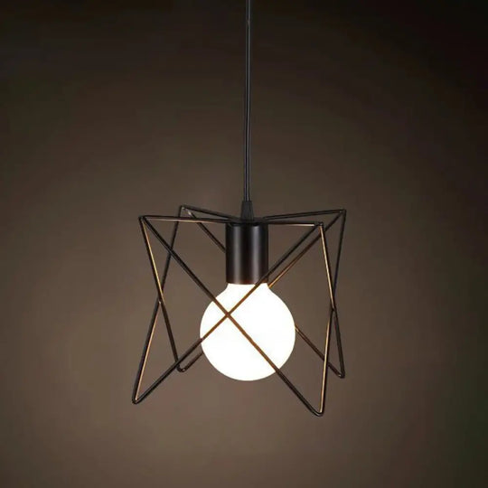 Industrial Retro 1-Light Pendant With Metal Cage For Bar - Hang In Style! Black / Bracket