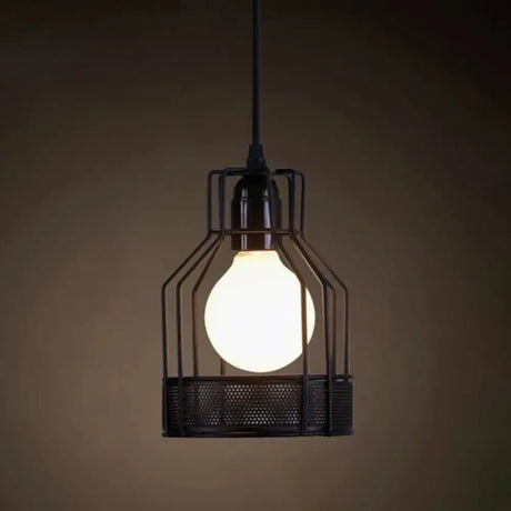 Industrial Retro 1-Light Pendant With Metal Cage For Bar - Hang In Style! Black / Trapezoid