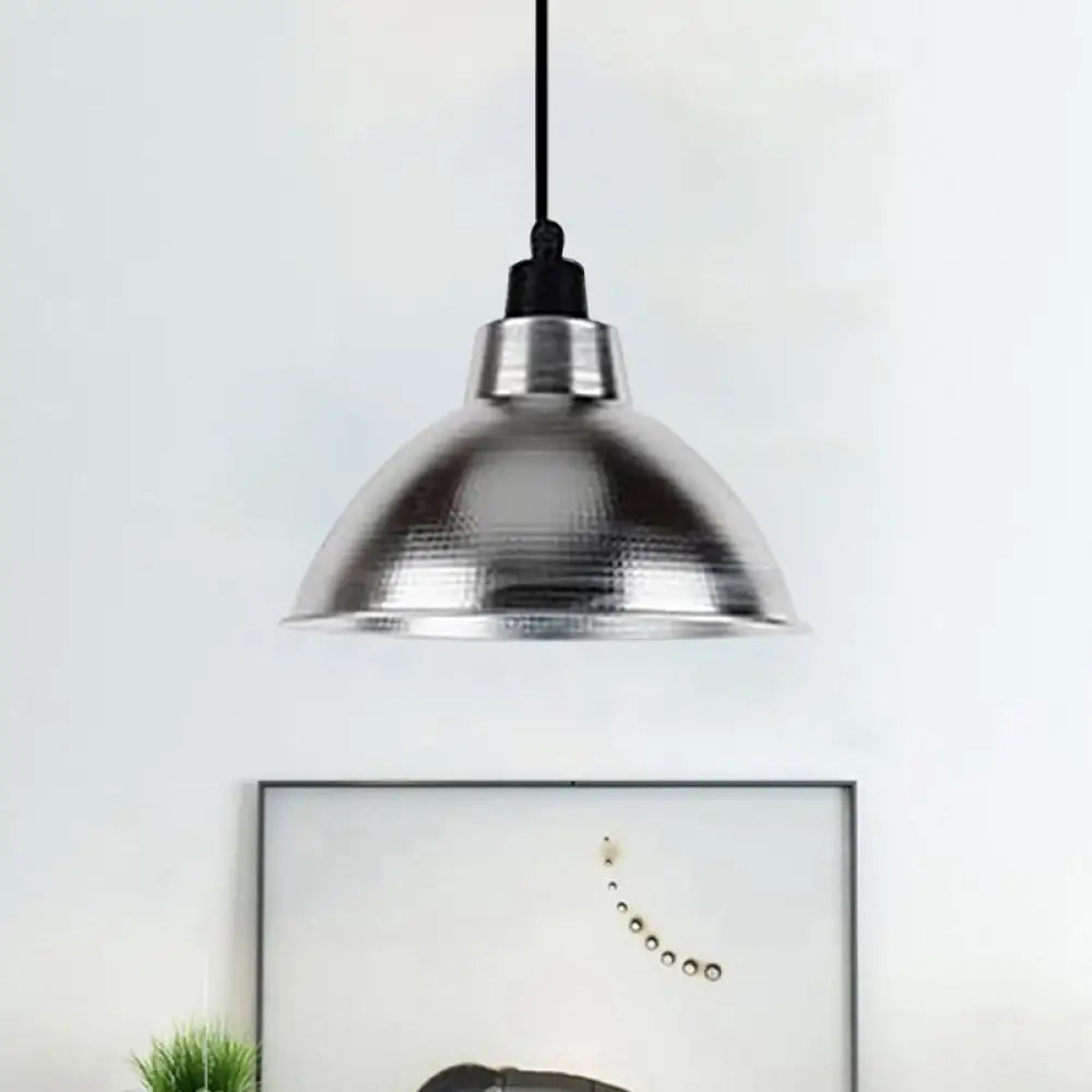 Industrial Retro Suspended Light - Black/Silver 1 12-16’ Diameter Silver / 12’