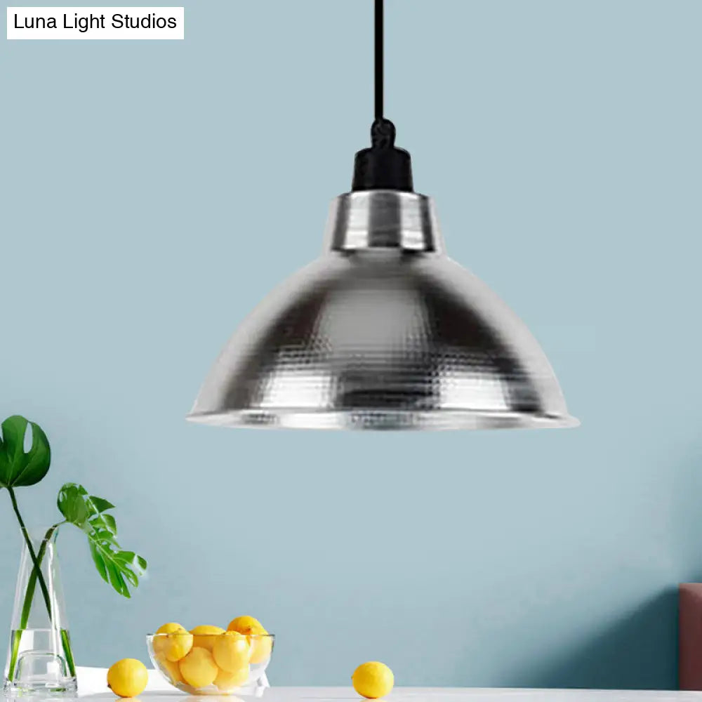 Industrial Retro Suspended Light - Black/Silver 1 12-16’ Diameter