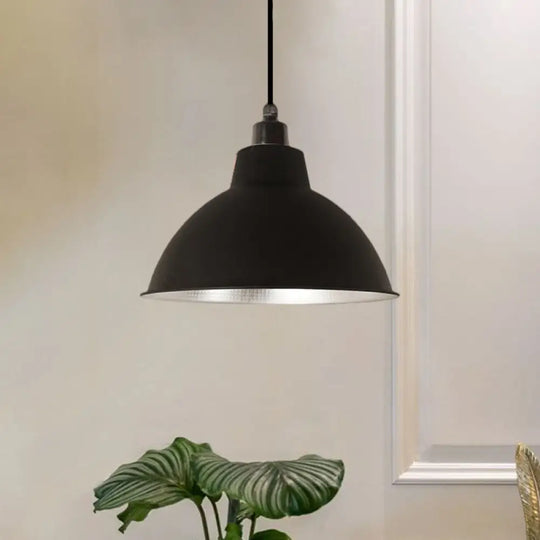 Industrial Retro Suspended Light - Black/Silver 1 12-16’ Diameter Black / 12’