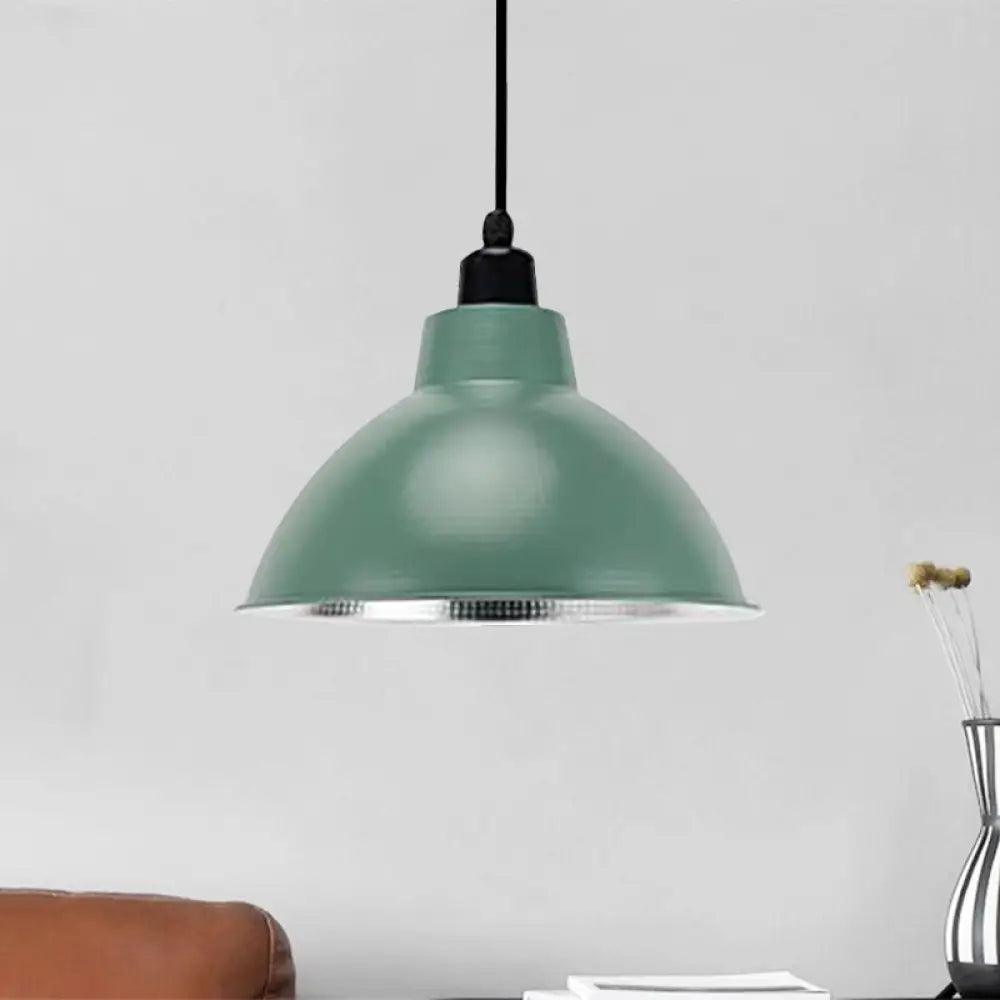 Industrial Retro Suspended Light - Black/Silver 1 12-16’ Diameter Dark Green / 12’