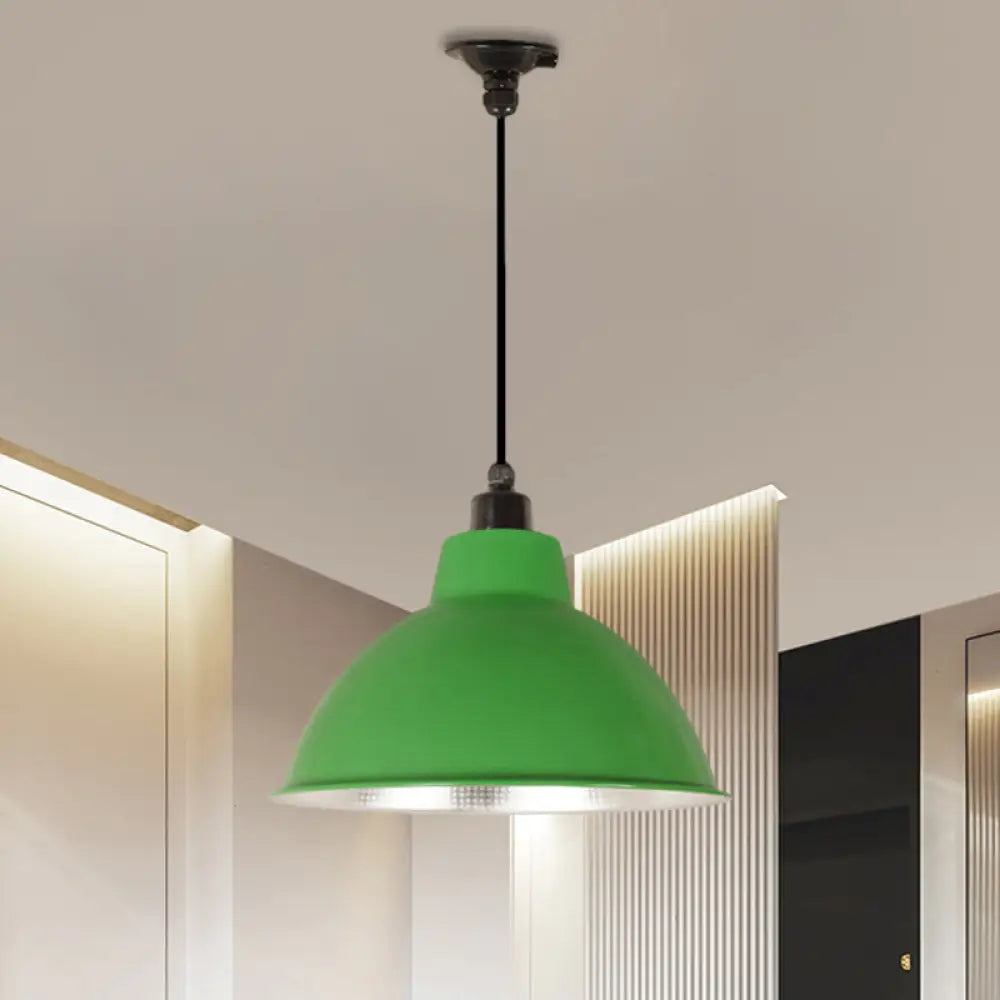 Industrial Retro Suspended Light - Black/Silver 1 12-16’ Diameter Green / 12’