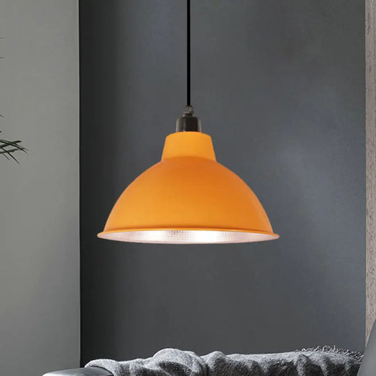 Industrial Retro Suspended Light - Black/Silver 1 12-16’ Diameter Orange / 12’
