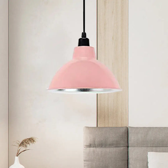 Industrial Retro Suspended Light - Black/Silver 1 12-16’ Diameter Pink / 12’