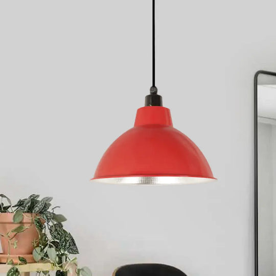 Industrial Retro Suspended Light - Black/Silver 1 12-16’ Diameter Red / 12’