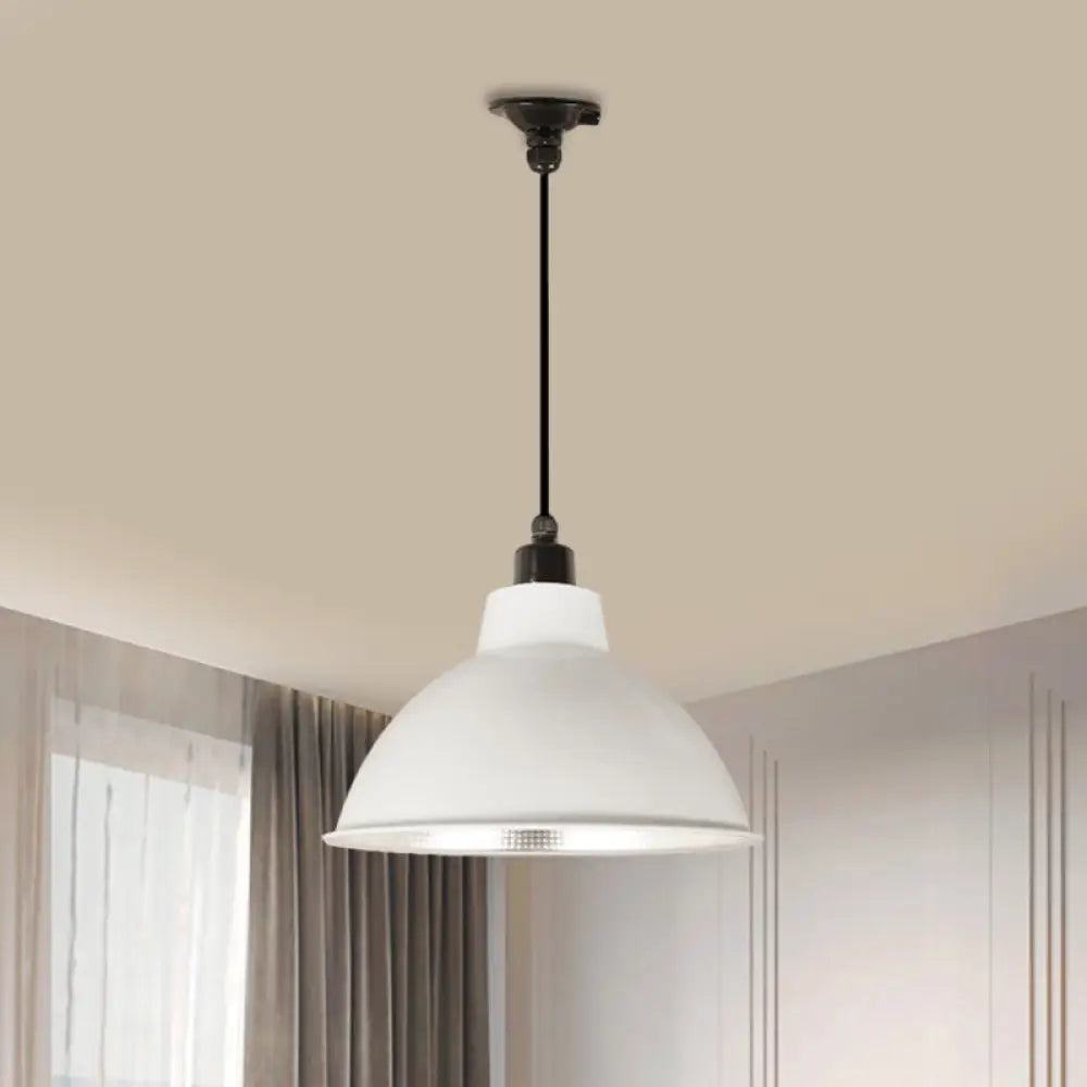 Industrial Retro Suspended Light - Black/Silver 1 12-16’ Diameter White / 12’