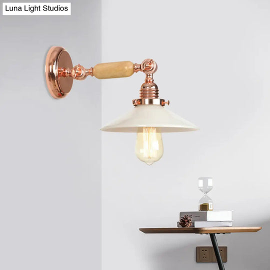 Industrial Rose Gold Glass Cone Wall Sconce Light Fixture With Opal Shade