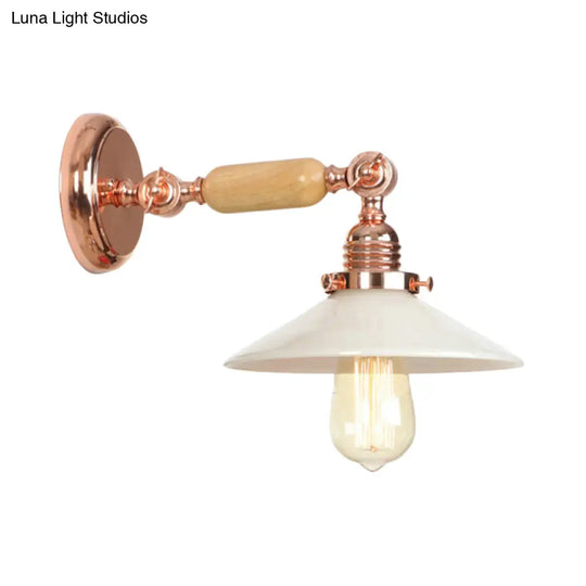 Industrial Rose Gold Glass Cone Wall Sconce Light Fixture With Opal Shade