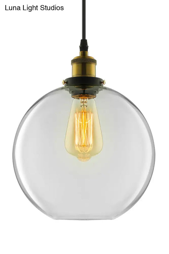 Industrial Brass Pendant Light With Clear Glass - 8 10 Or 12 Wide /