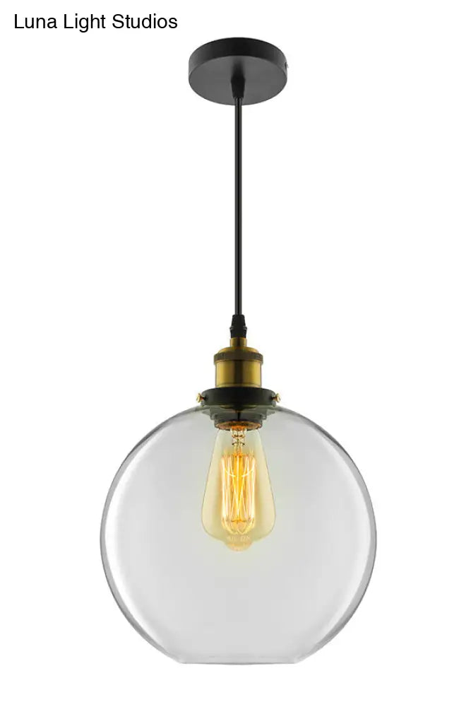 Industrial Brass Pendant Light With Clear Glass - 8 10 Or 12 Wide