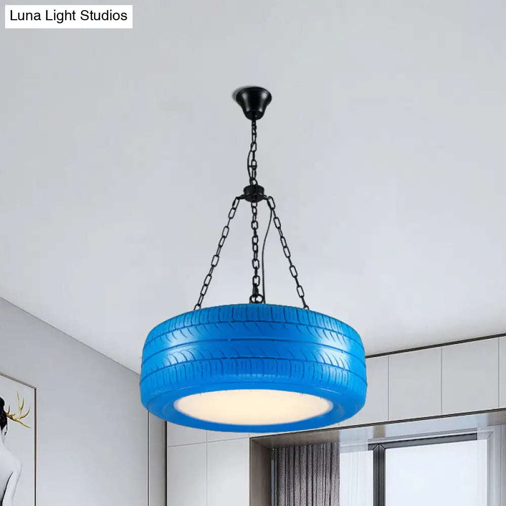 Industrial Rubber Chandelier With Hanging Chain For Bar Creative And Unique Tire Design