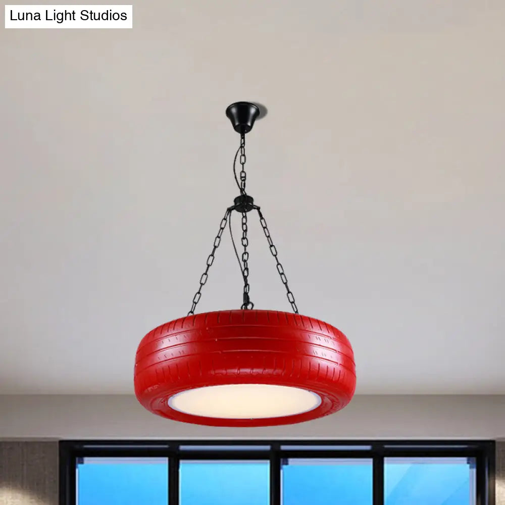 Industrial Rubber Chandelier With Hanging Chain For Bar Creative And Unique Tire Design