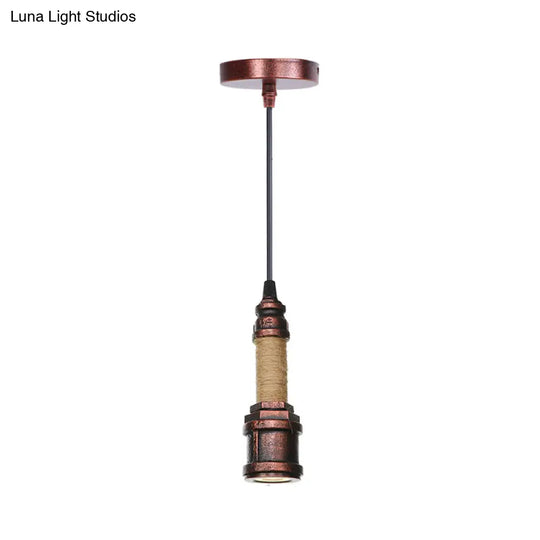 Industrial Rust Metallic Water Pipe Hanging Led Ceiling Pendant Lamp 7.5’/8.5’ High