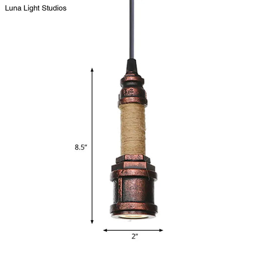 Industrial Rust Metallic Led Ceiling Pendant Lamp - 1 Light Water Pipe Hanging Lighting (High