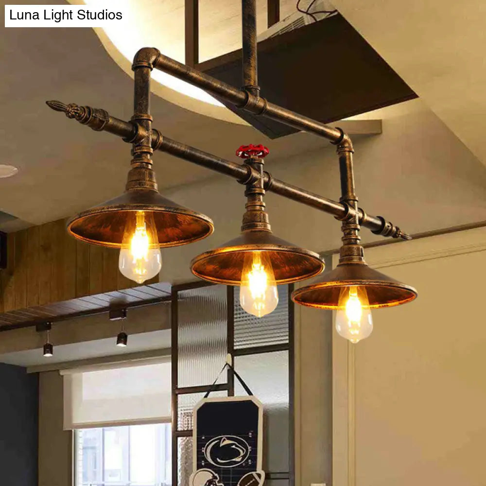 Industrial Rust Piping Metal Ceiling Chandelier - Stylish Dining Room Hanging Light Fixture