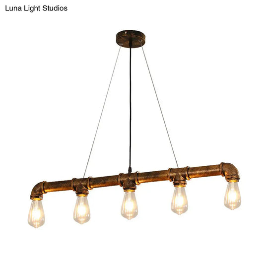 Industrial Rust Piping Metal Ceiling Chandelier - Stylish Dining Room Hanging Light Fixture