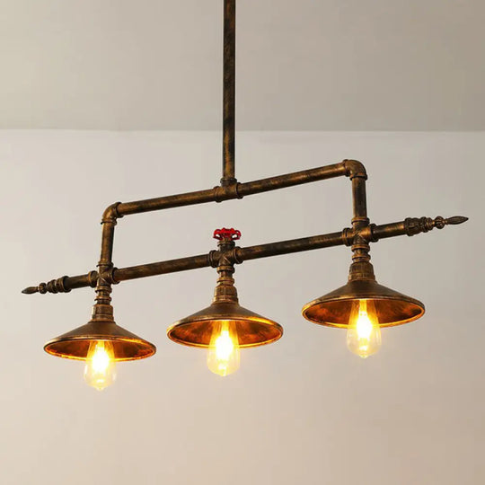Industrial Rust Piping Metal Ceiling Chandelier - Stylish Dining Room Hanging Light Fixture / B