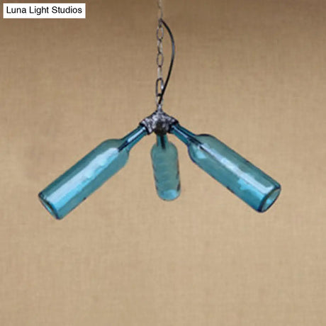 Industrial Rustic 3-Head Hanging Lamp With Pipe Design - Smoke Gray/Clear Glass Chandelier Lighting