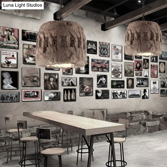 Industrial Rustic Drum Pendant Light In Gary For Restaurants