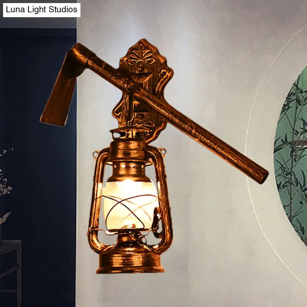 Industrial Rustic Kerosene Wall Sconce Lamp With Trumpet Design - Clear Glass And 1-Light Fixture