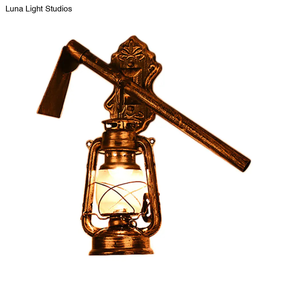 Industrial Rustic Kerosene Wall Sconce Lamp With Trumpet Design - Clear Glass And 1-Light Fixture