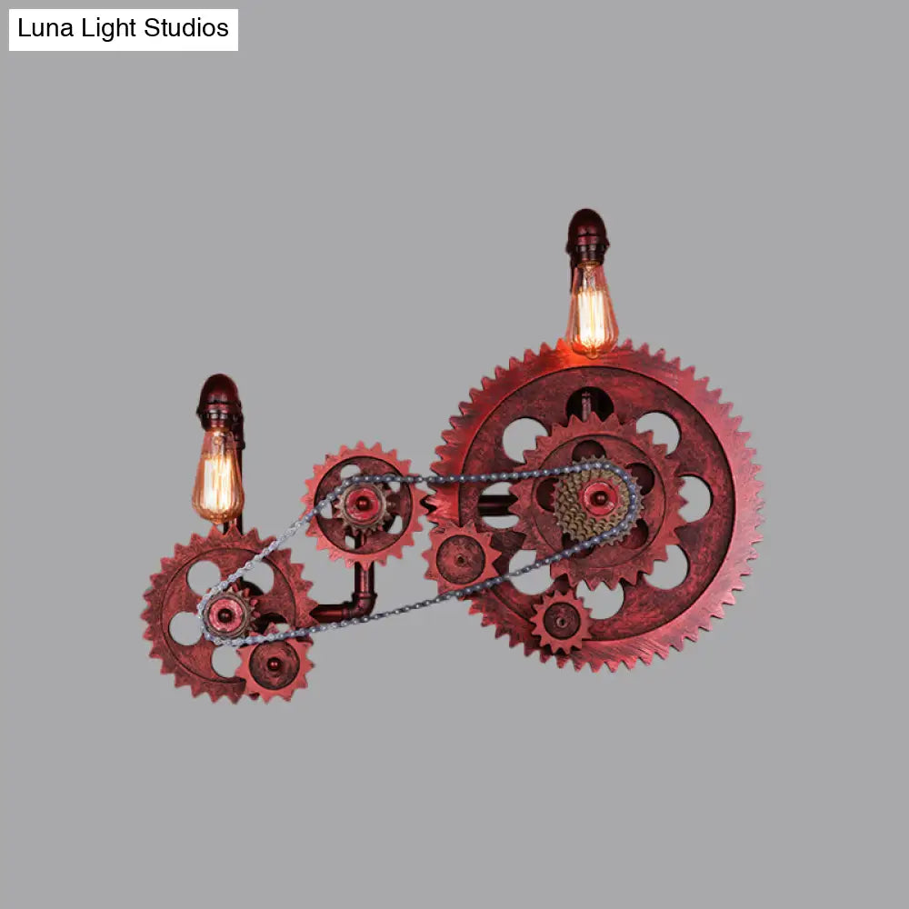 Industrial Rustic Metal Wall Sconce With Pipe And Gear Design 2/3-Light Restaurant Lighting
Or