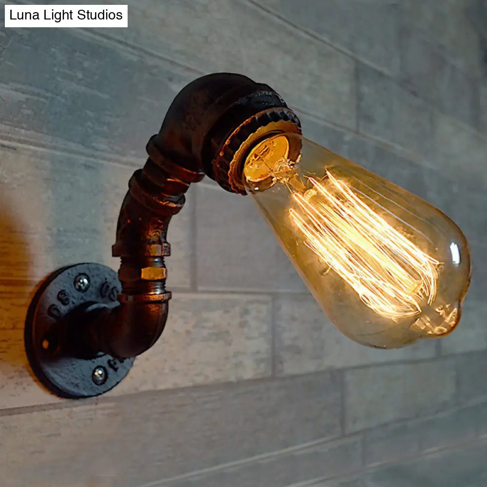 Industrial Rustic Pipe Wall Light With 1 Bulb - Garage Sconce Fixture