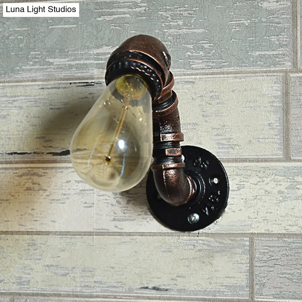 Industrial Rustic Pipe Wall Light With 1 Bulb - Garage Sconce Fixture