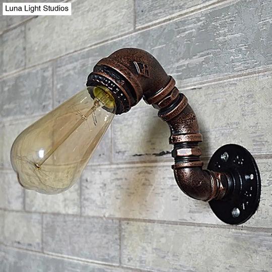 Industrial Rustic Pipe Wall Light With 1 Bulb - Garage Sconce Fixture