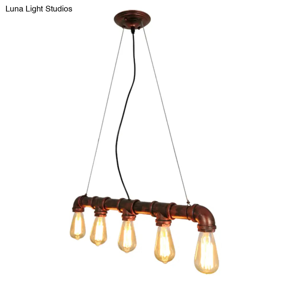 Industrial Rustic Water Pipe Island Chandelier Light Fixture