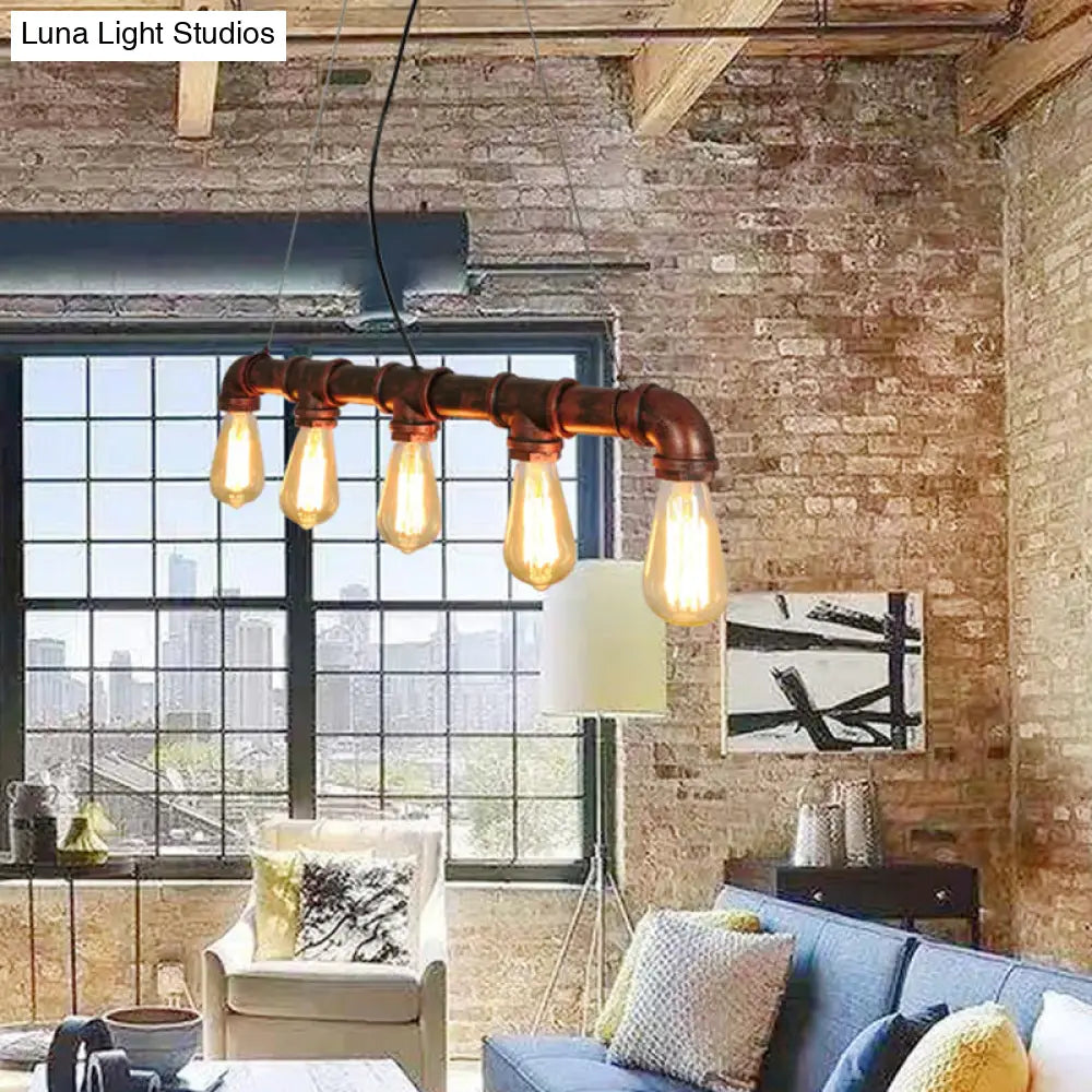 Industrial Rustic Water Pipe Island Chandelier Light Fixture