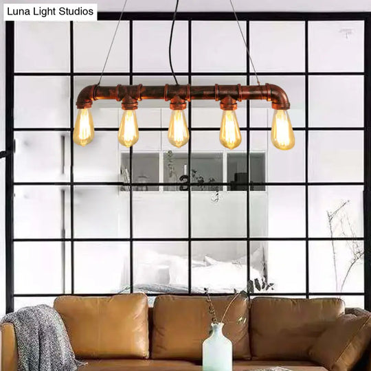 Industrial Rustic Water Pipe Island Chandelier Light Fixture