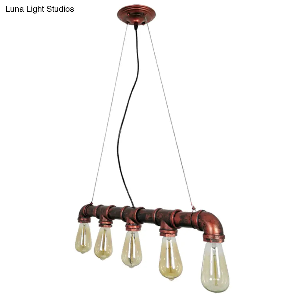 Industrial Rustic Water Pipe Island Chandelier Light Fixture