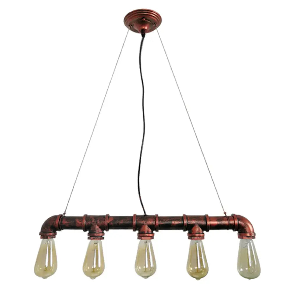 Industrial Rustic Water Pipe Island Chandelier Light Fixture Rust