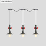 Industrial Saucer Iron Tandem Pendant Lamp In Black - 3/5/7-Bulb Restaurant Lighting Solution