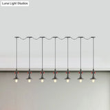 Industrial Saucer Iron Tandem Pendant Lamp In Black - 3/5/7-Bulb Restaurant Lighting Solution