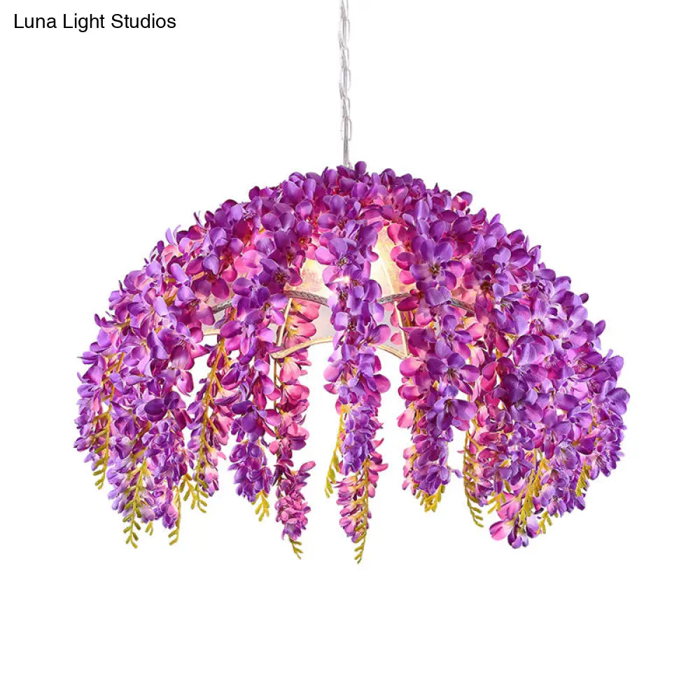 Industrial Scalloped Metal Pendant Light Fixture - 1-Light Led Flower Ceiling Lamp For Restaurants