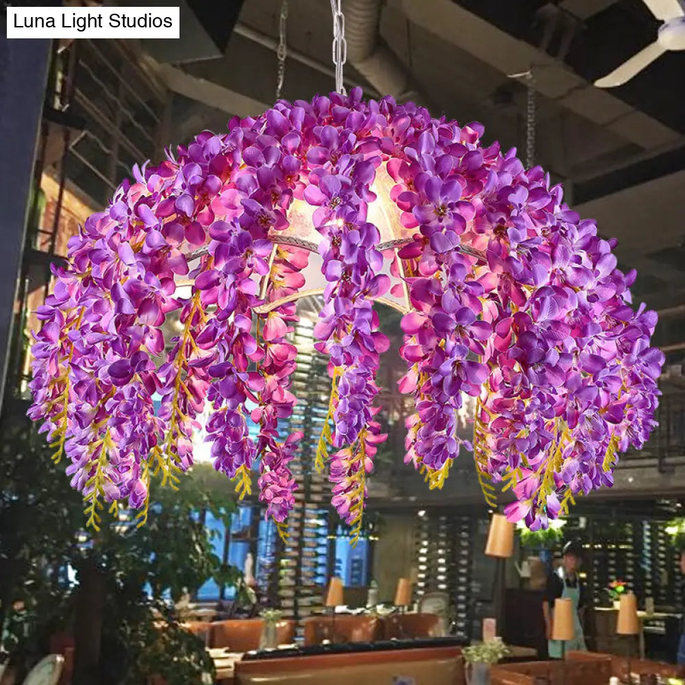 Industrial 1-Light Purple Metal Pendant Led Ceiling Lamp For Restaurants