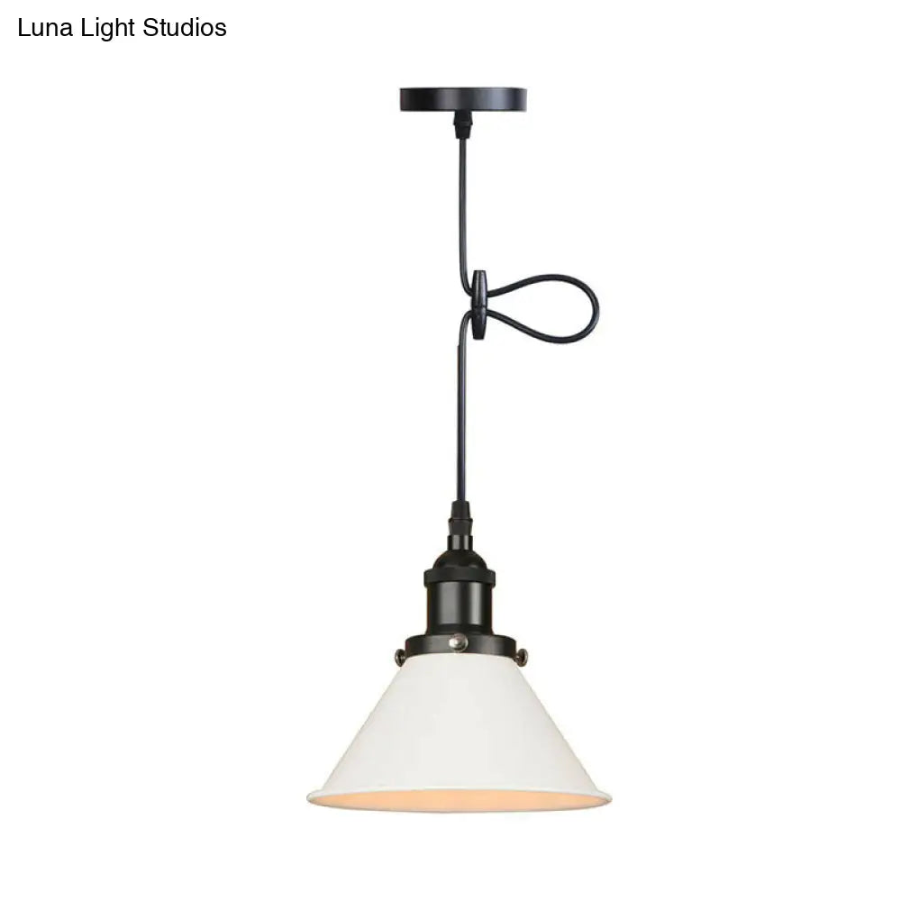 Industrial Cone Pendant Light In Black/Copper/Rust With Cord Grip - Single-Bulb Kitchen Bar Lighting